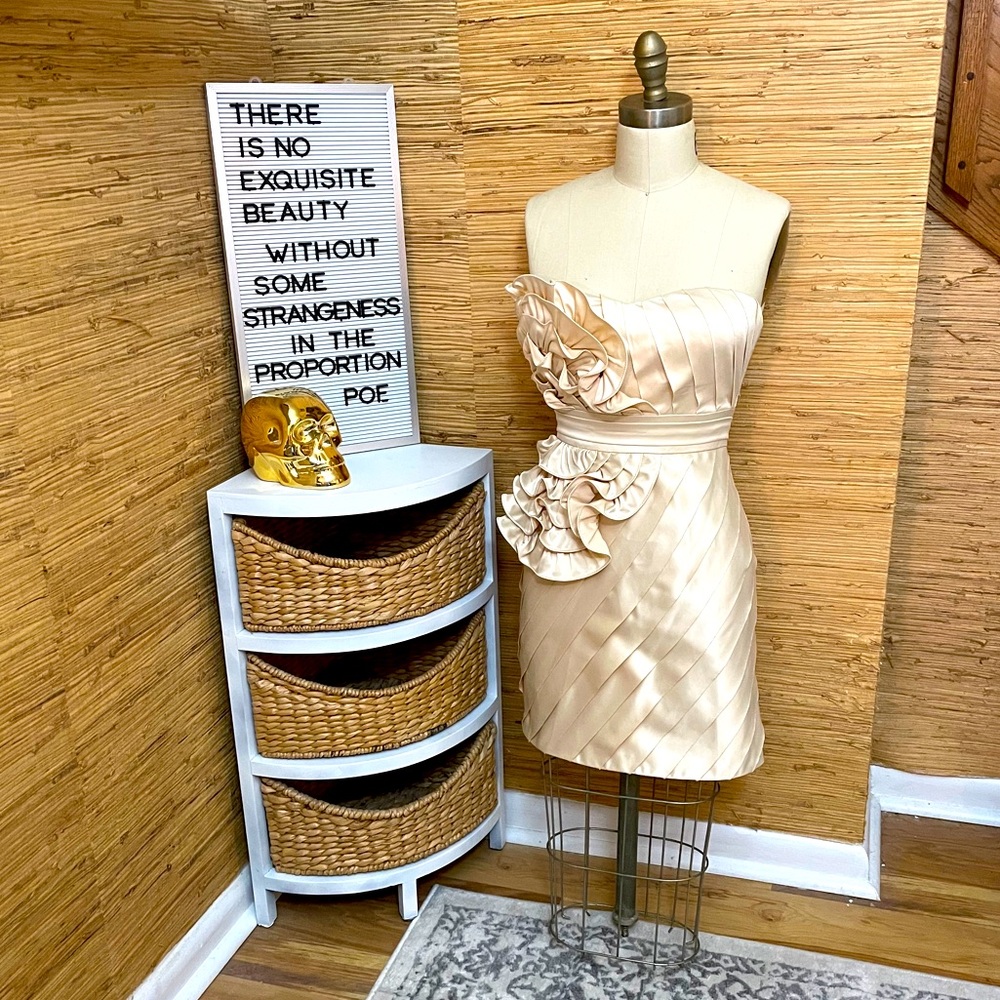 Cream cocktail dress with ruffles